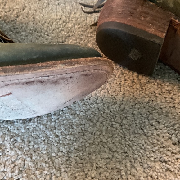 Liberty Black olive green leAther fringe, Lauren boots. Worn 3x. 7 1/2. $149 - Picture 6 of 6